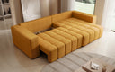 Designer corner sofa Momo with sleeping and folding function in textured fabric