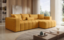 Designer corner sofa Momo with sleeping and folding function in textured fabric