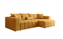 Designer corner sofa Momo with sleeping and folding function in textured fabric