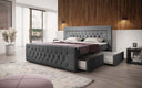 Diva Bouclé Boxspring Bed with USB, LED, and 2 Drawers