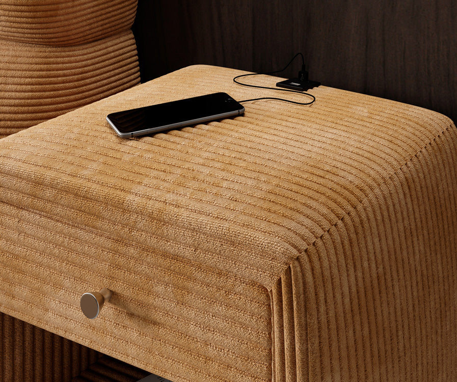 Designer Nachttisch Lilly mit USB Anschluss in Cord