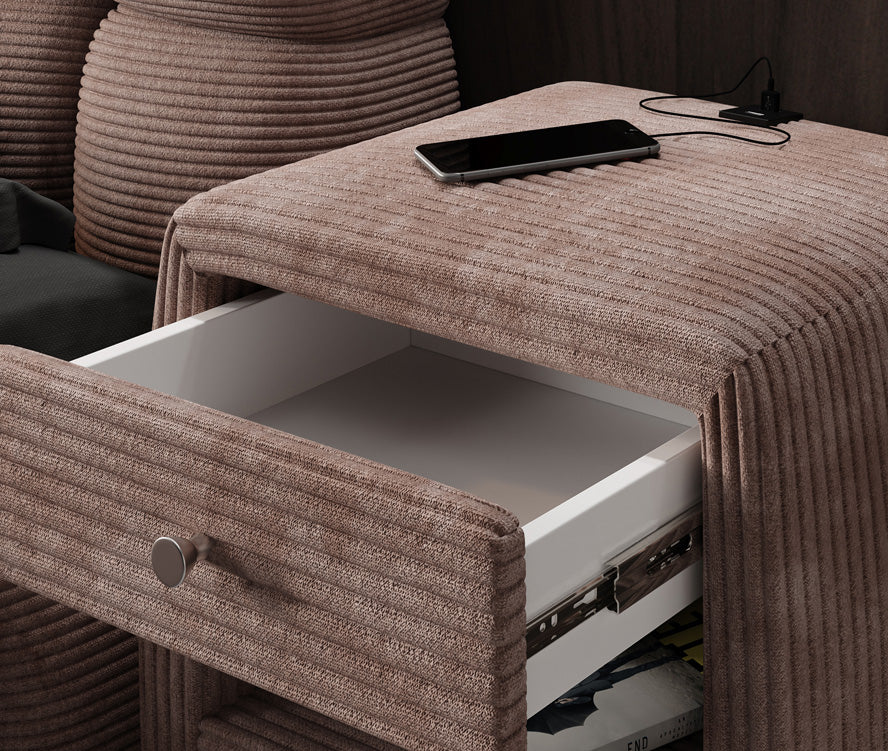 Designer Nachttisch Lilly mit USB Anschluss in Cord