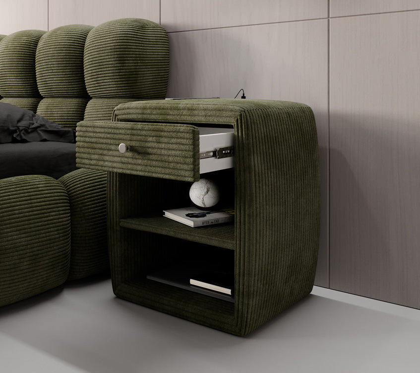 Designer Nachttisch Lilly mit USB Anschluss in Cord