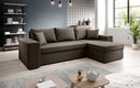 Designer Ecksofa Denver Stoff mit Schlaf- und Klappfunktion