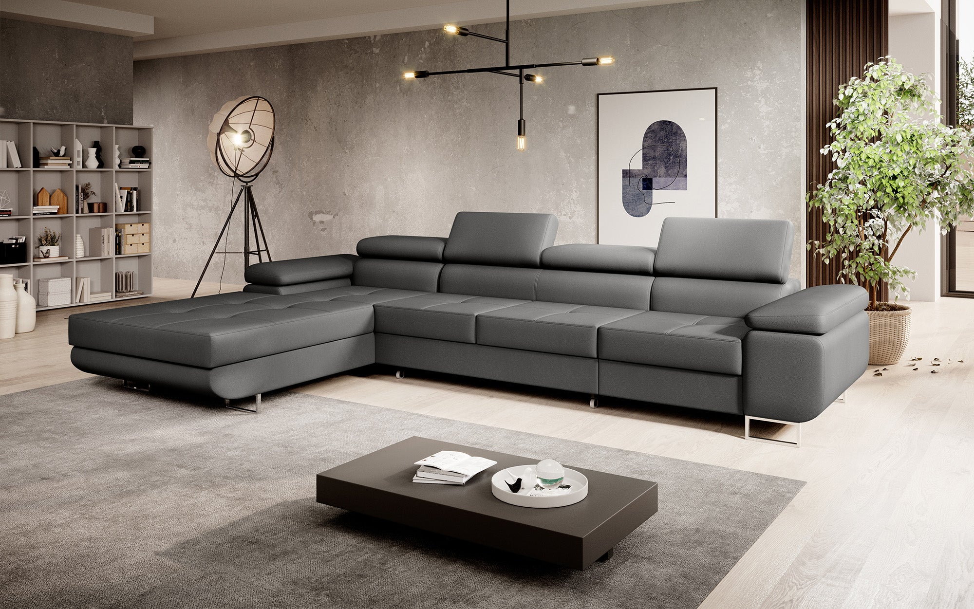 Designer Sofa Calvera Maxi mit Schlaf- und Klappfunktion in Kunstleder