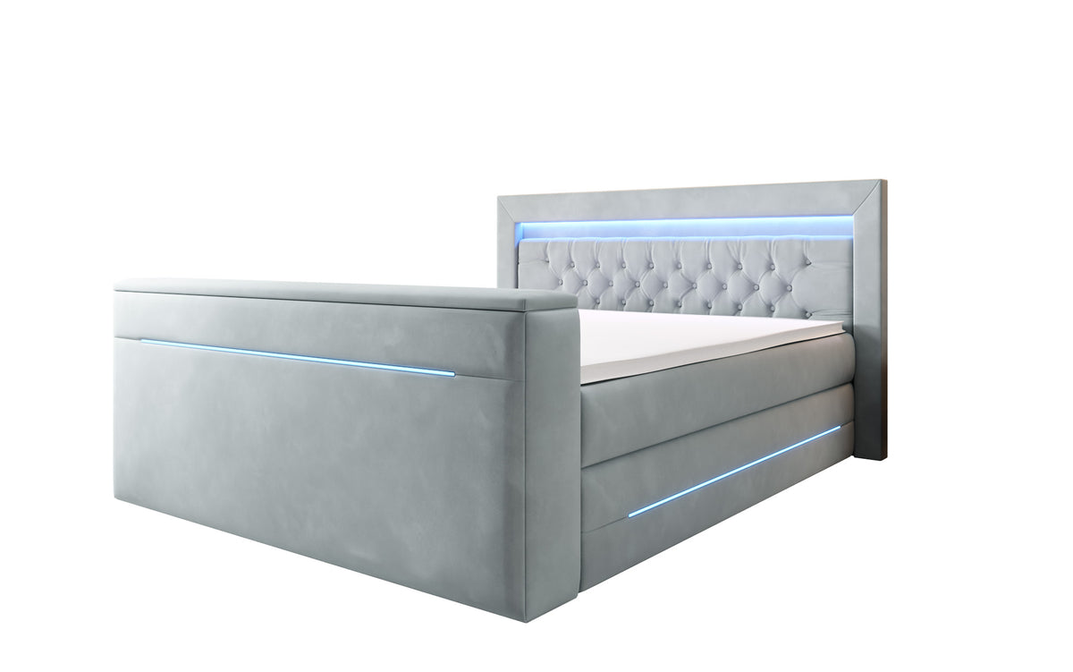 Pluto Boxspring Bed with TV Lift, RGB, and Storage