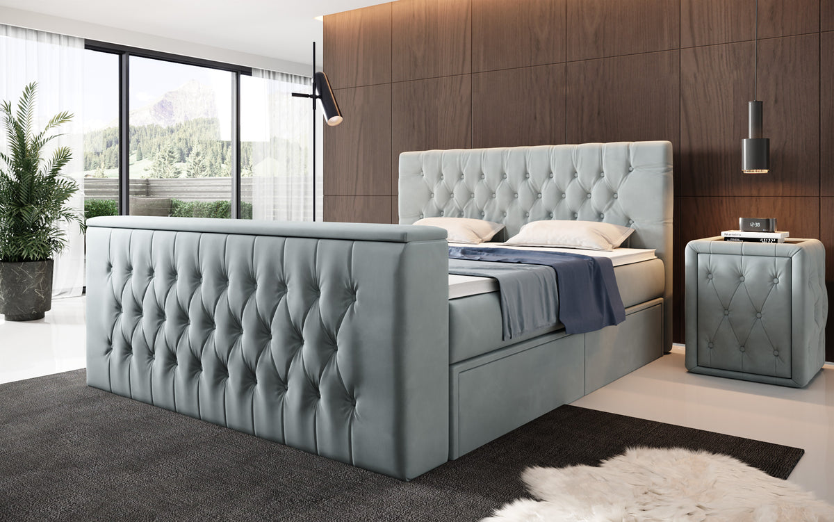 Vulnero Boxspring Bed with TV Lift and Storage (2 Drawers)