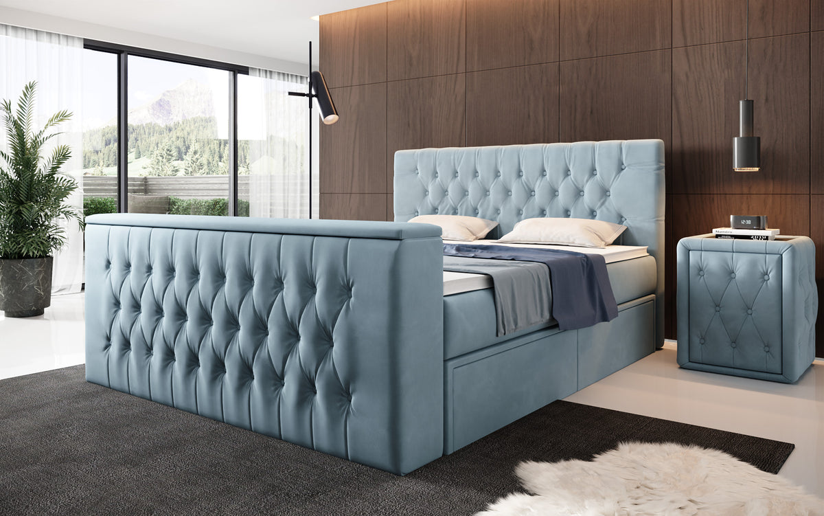 Vulnero Boxspring Bed with TV Lift and Storage (2 Drawers)