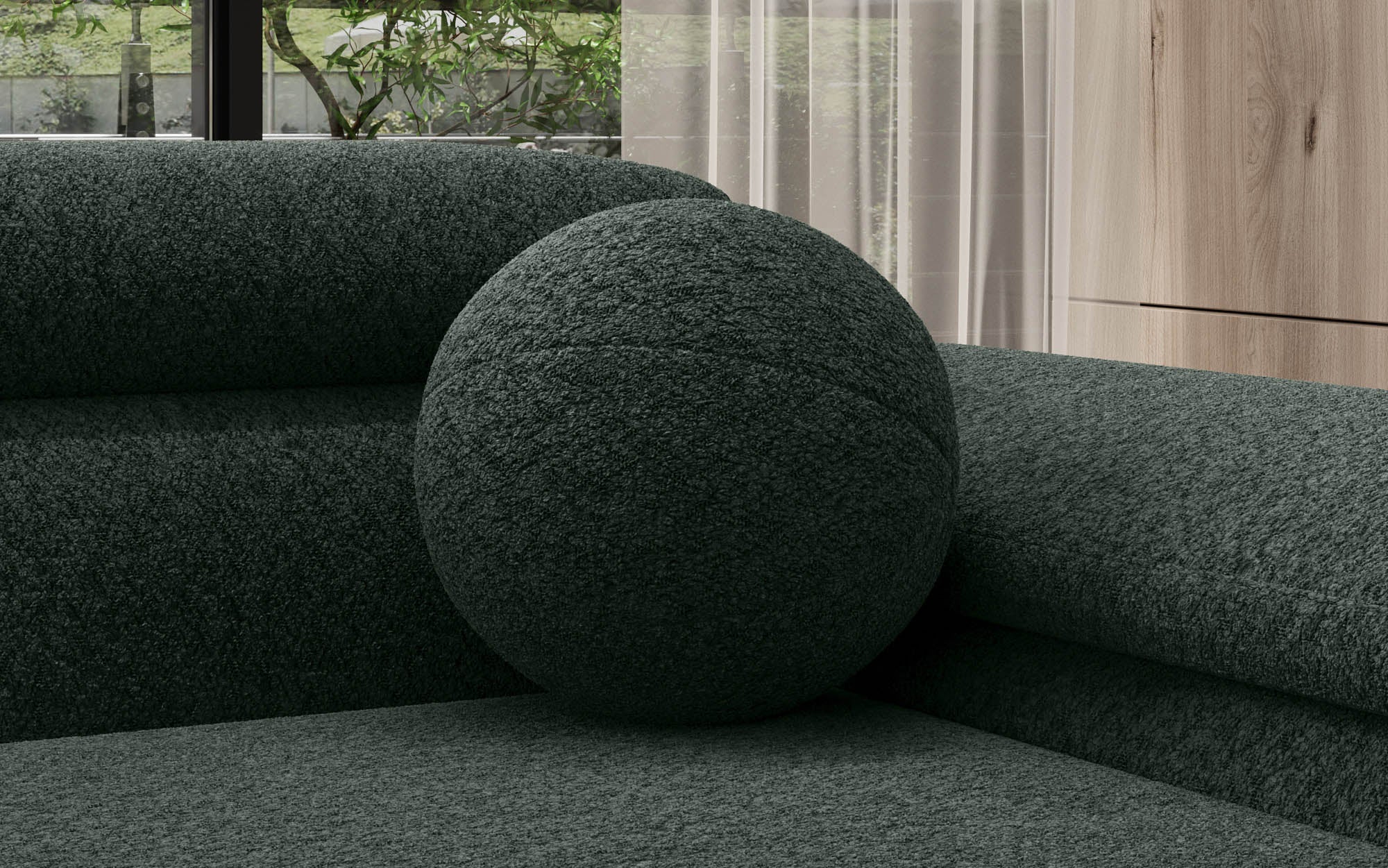 Rundes Zierkissen Globe ⌀28 cm aus Bouclé