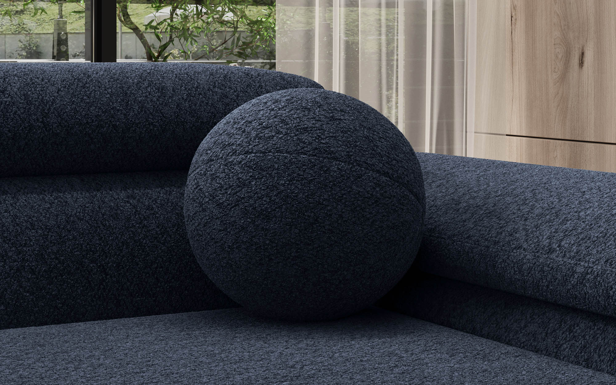 Rundes Zierkissen Globe ⌀28 cm aus Bouclé