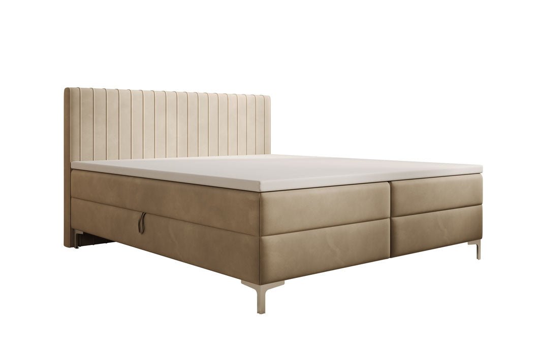 Leona Velvet Box Spring Bed with Storage