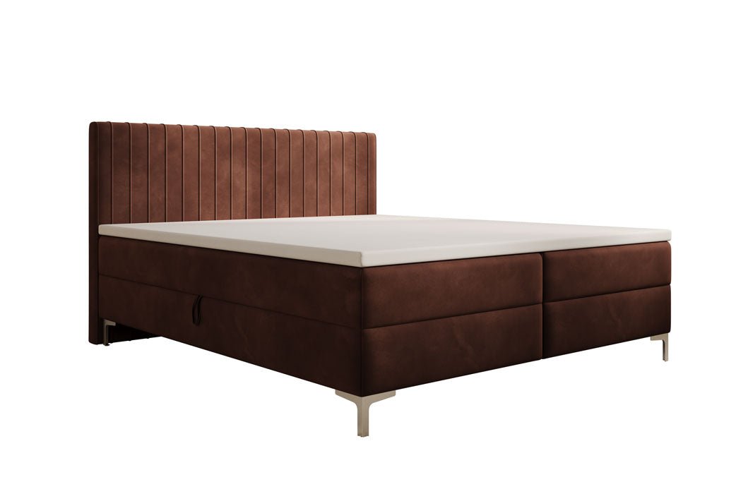 Leona Velvet Box Spring Bed with Storage