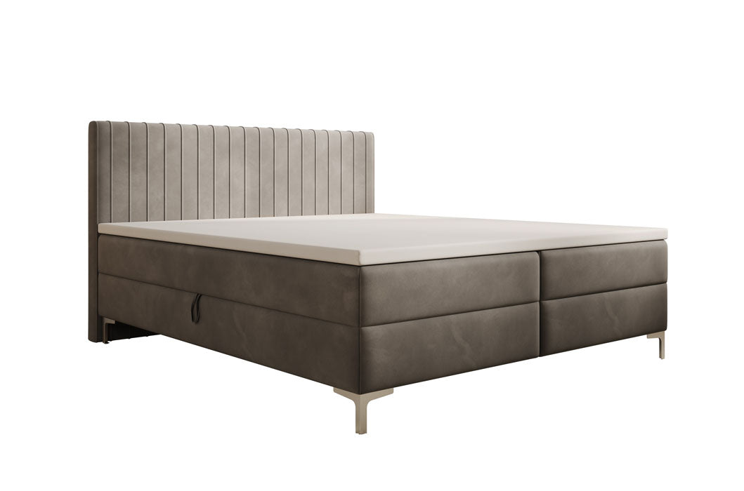 Leona Velvet Box Spring Bed with Storage