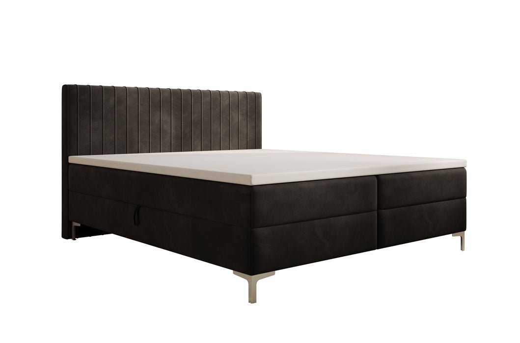 Leona Velvet Box Spring Bed with Storage