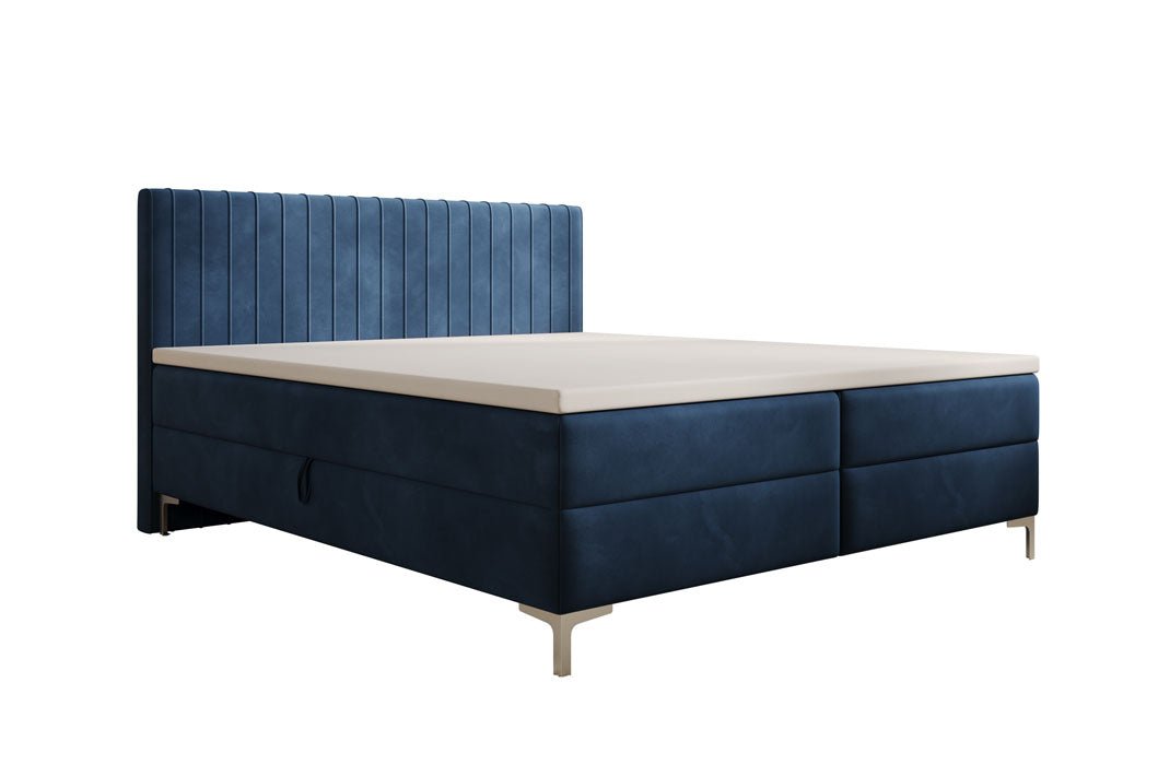 Leona Velvet Box Spring Bed with Storage
