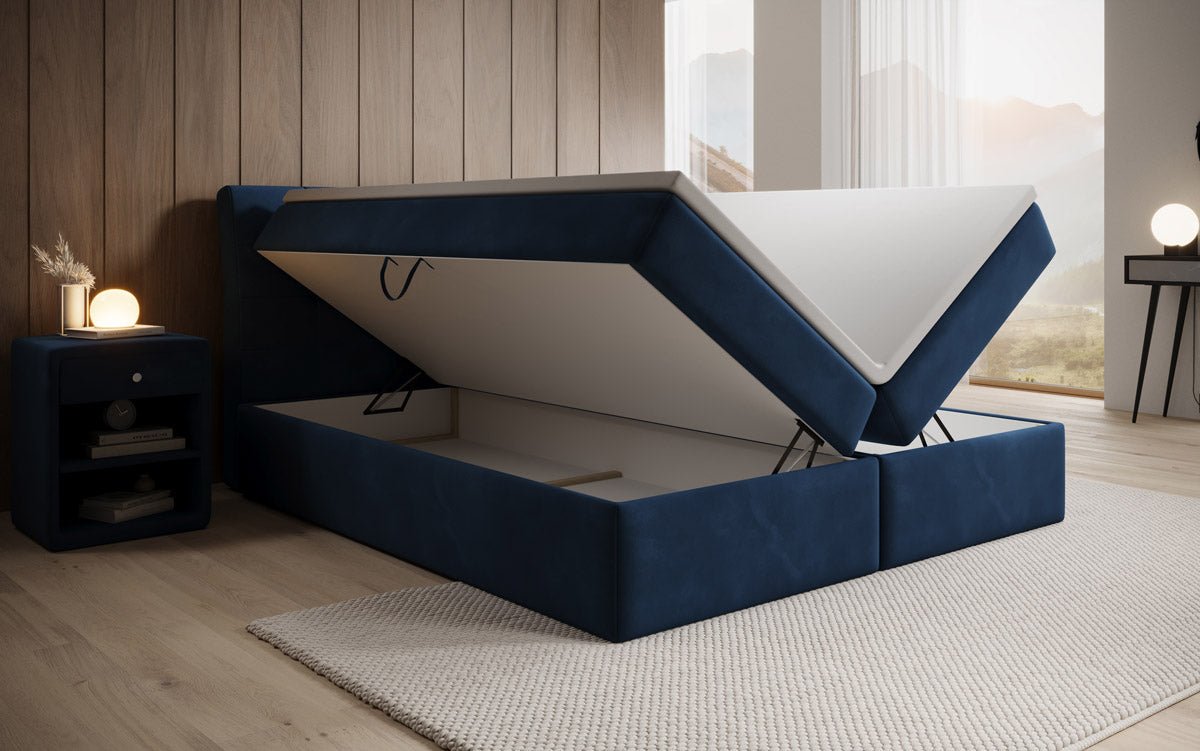 Amalia Velvet Box Spring Bed with Storage