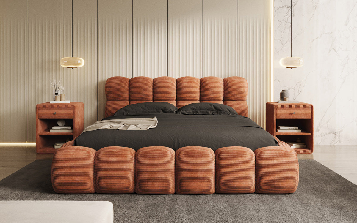 Designer Upholstered Bed Boston Cord with Storage