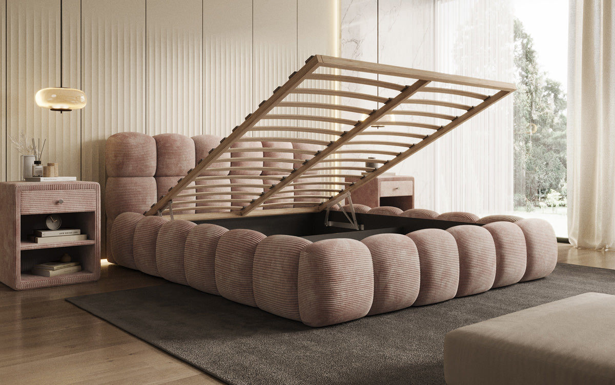 Designer Upholstered Bed Boston Cord with Storage
