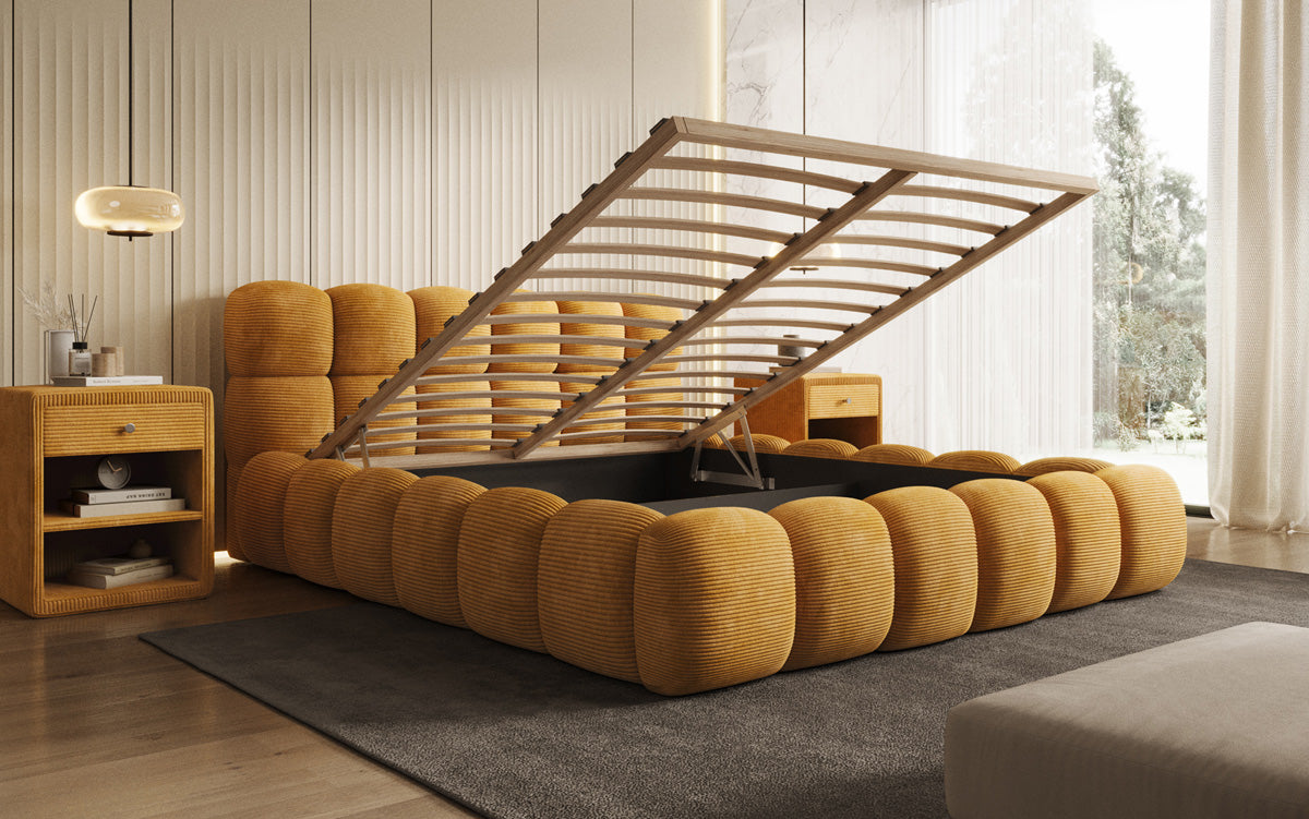 Designer Upholstered Bed Boston Cord with Storage