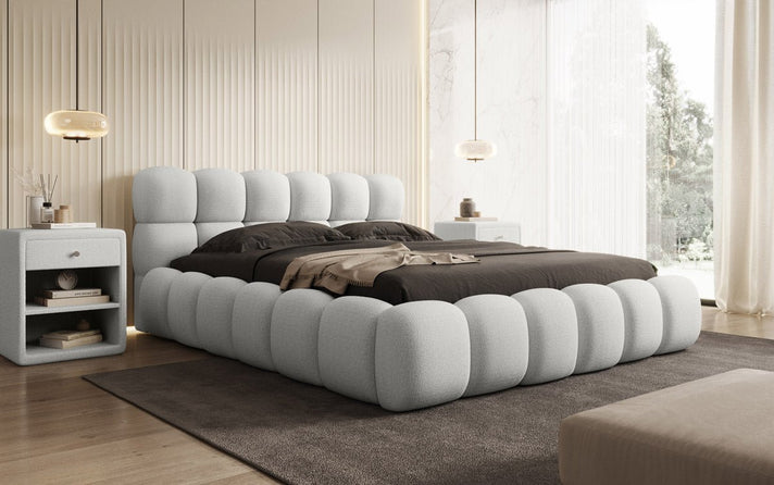 Designer Polsterbett Boston Bouclé mit Stauraum