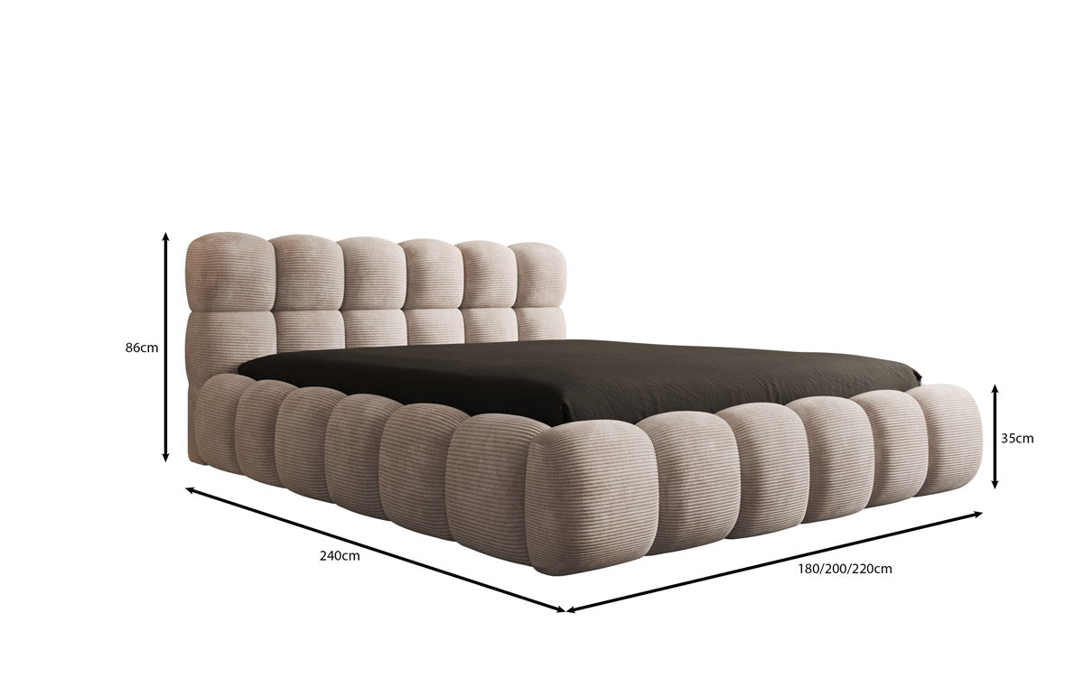 Designer Upholstered Bed Boston Cord with Storage