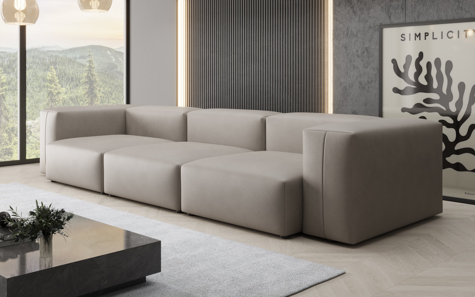Designer 3-Seater Sofa Snug in Genuine Leather