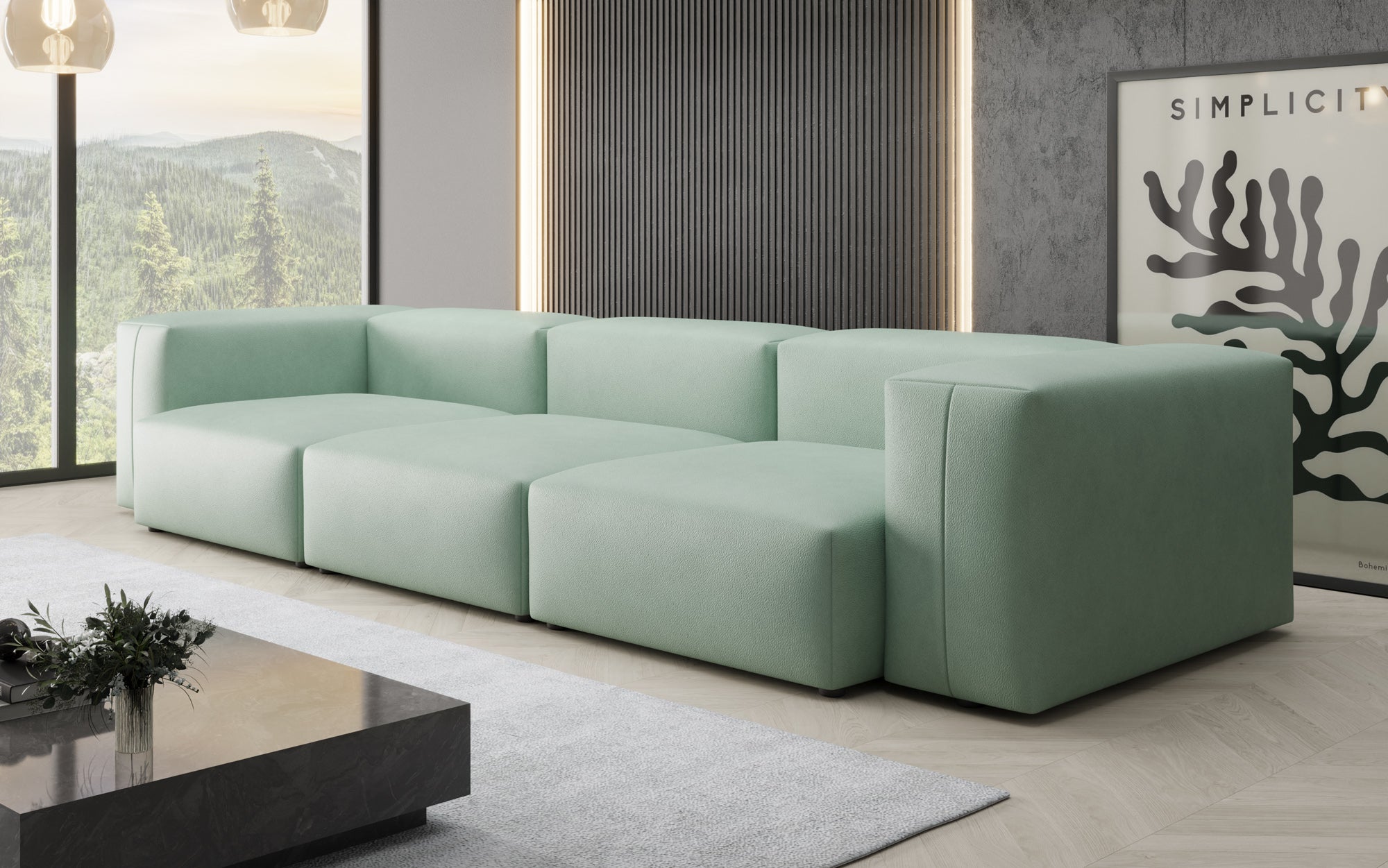 Designer 3-Seater Sofa Snug in Genuine Leather