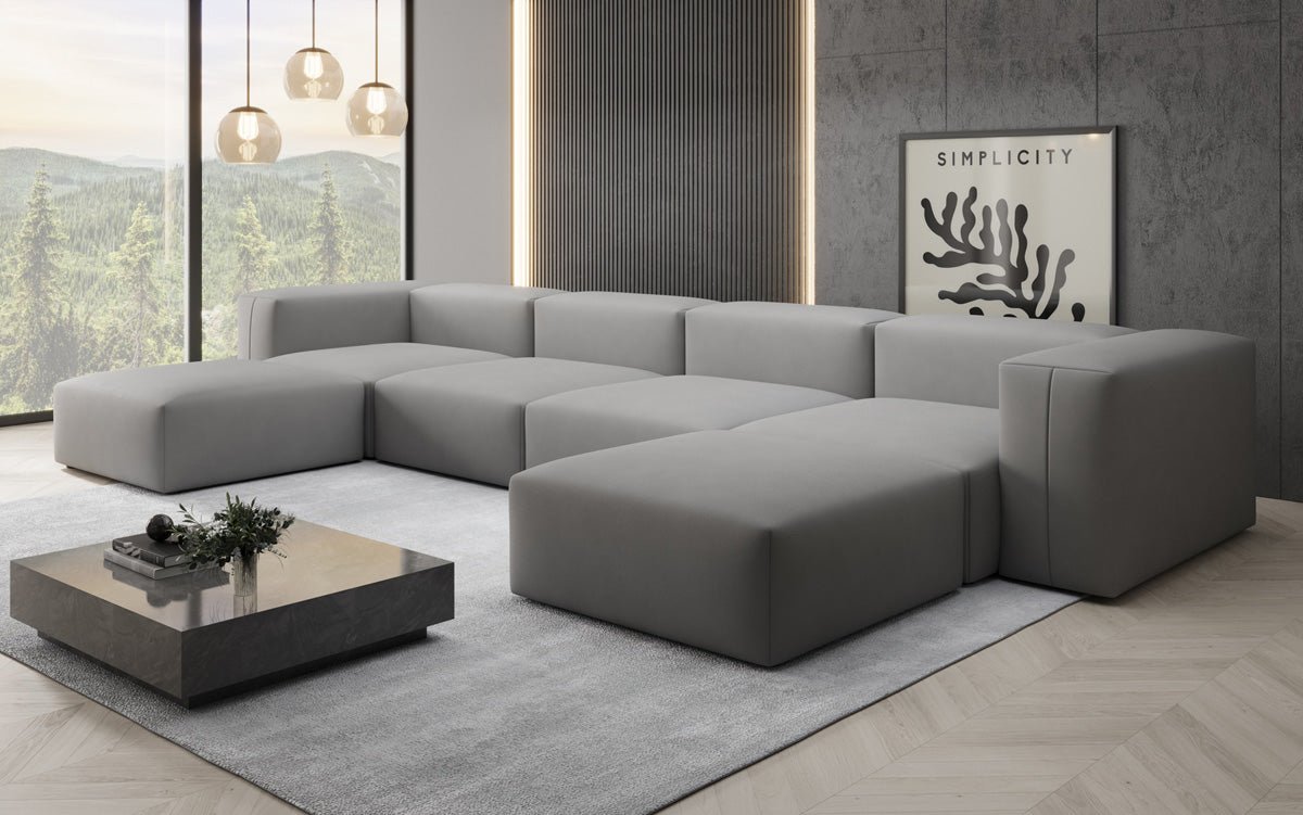 Designer U Sofa Snug in Fabric