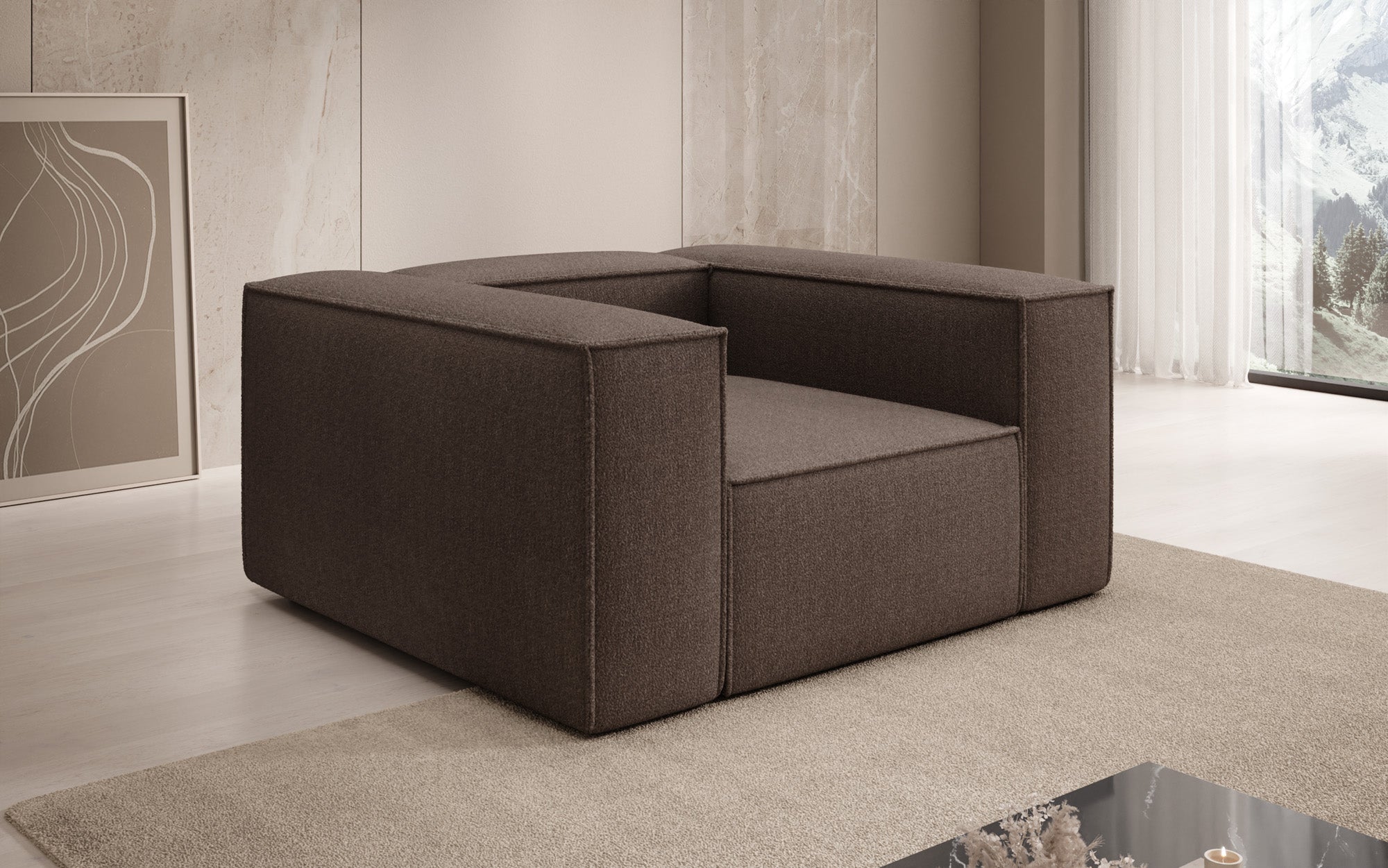 Designer Sofa-Sessel Lesley in Bouclé