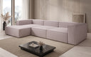Designer corner sofa Lesley in textured fabric