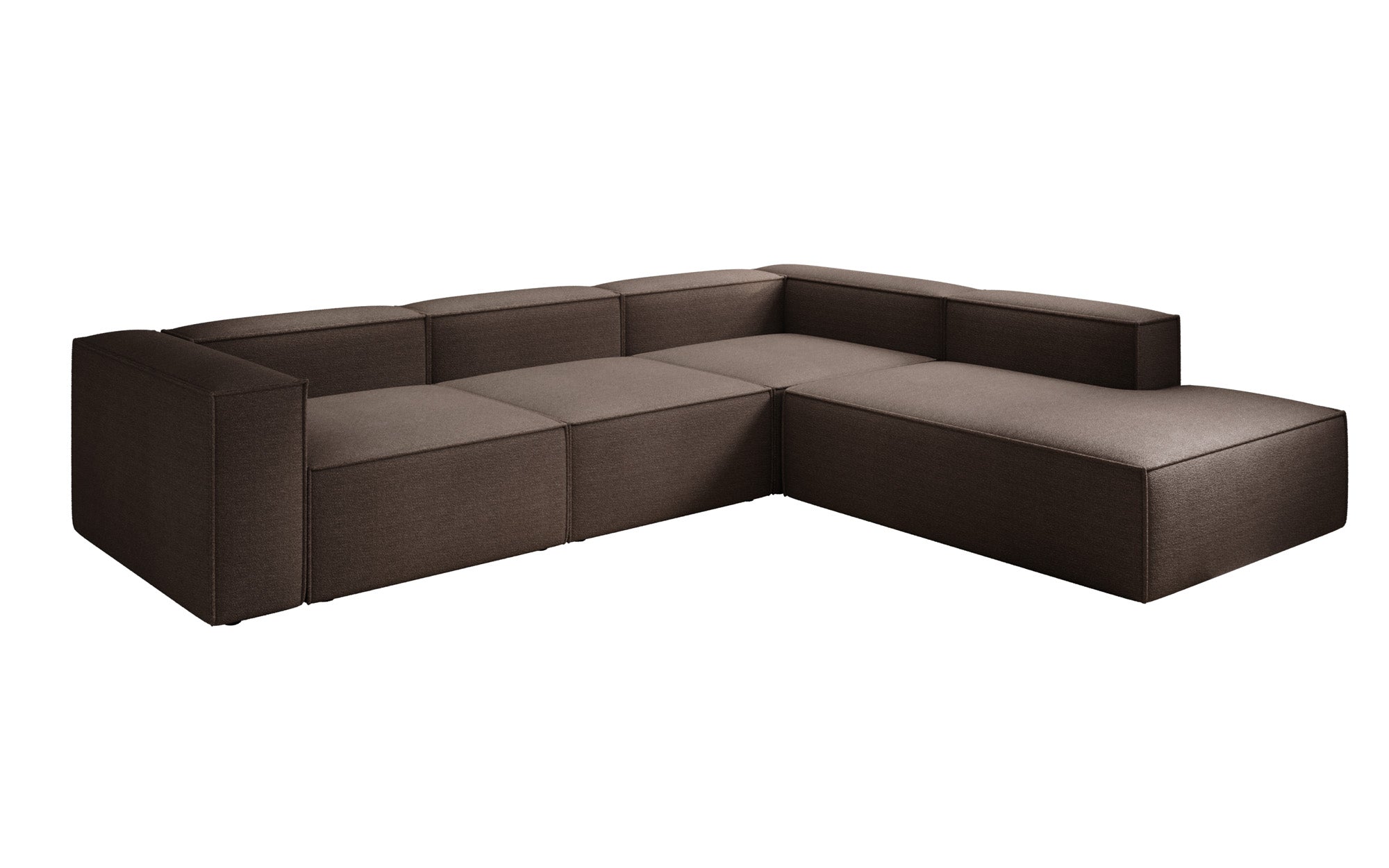 Designer corner sofa Lesley with long ottoman in bouclé