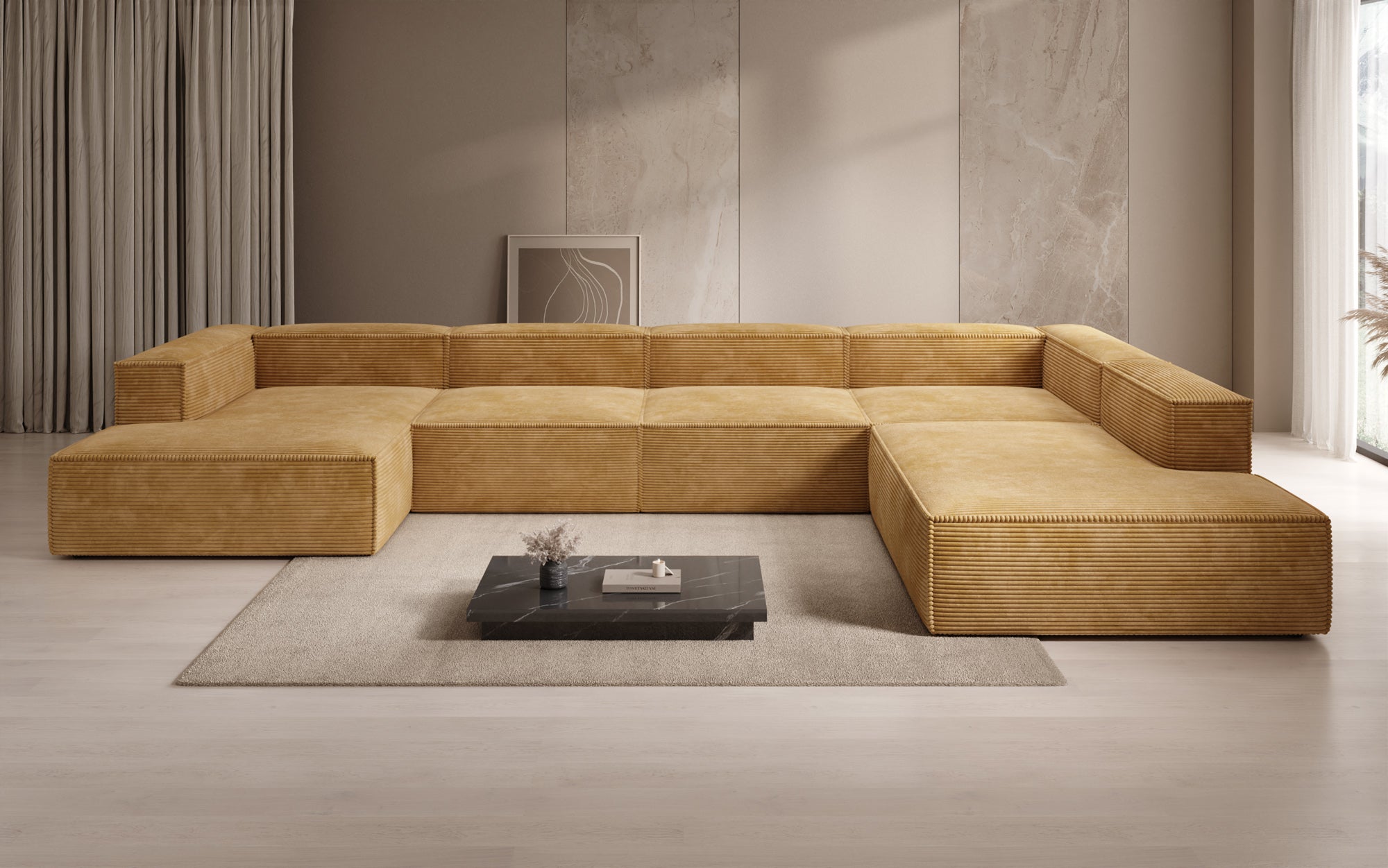 Designer Sofa Lesley U XXL in Cord