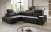 Designer L Sofa Lyra with electric sleeping function in genuine leather