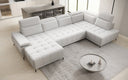 Designer Sofa Lyra U mit elektrischer Schlaffunktion in Echtleder