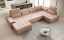 Designer Sofa Lyra U mit elektrischer Schlaffunktion in Echtleder