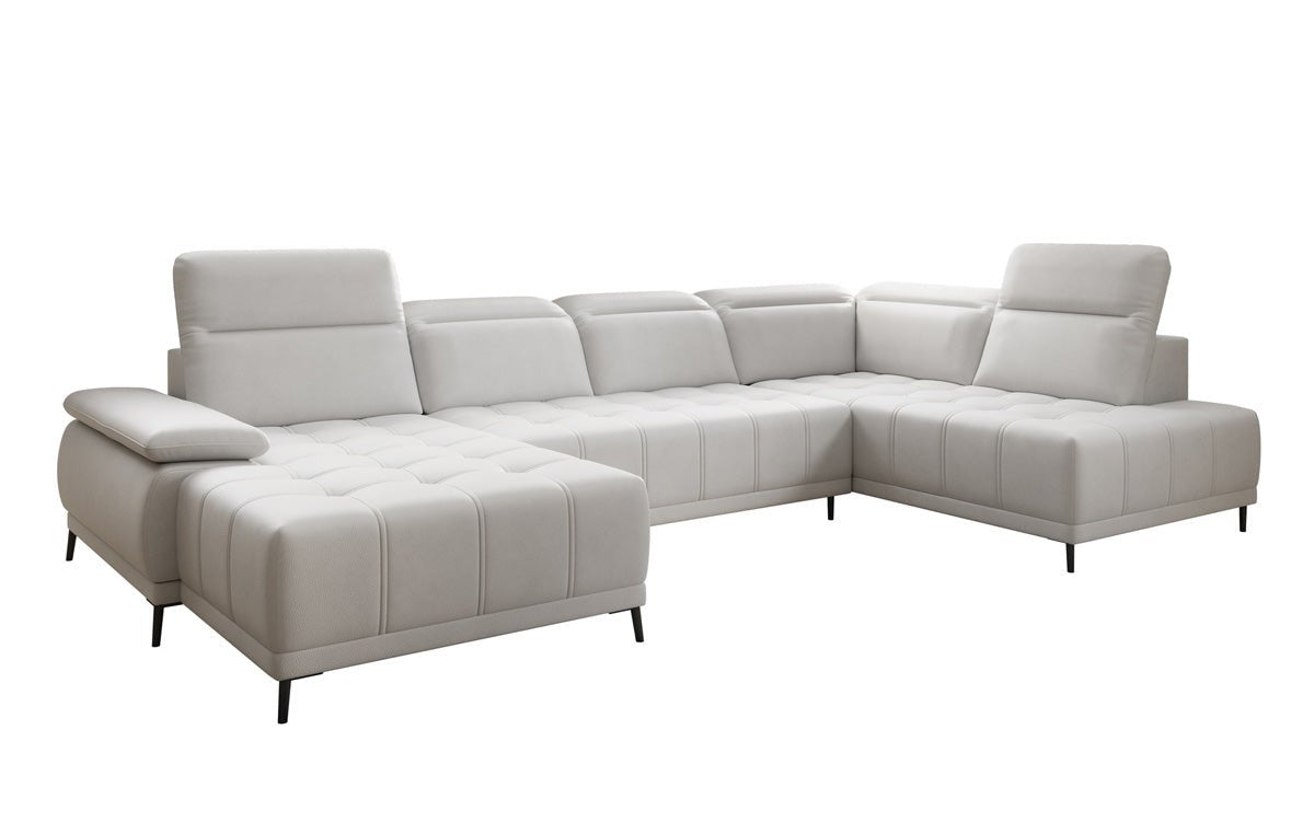 Designer Sofa Lyra U with electric sleeping function in genuine leather