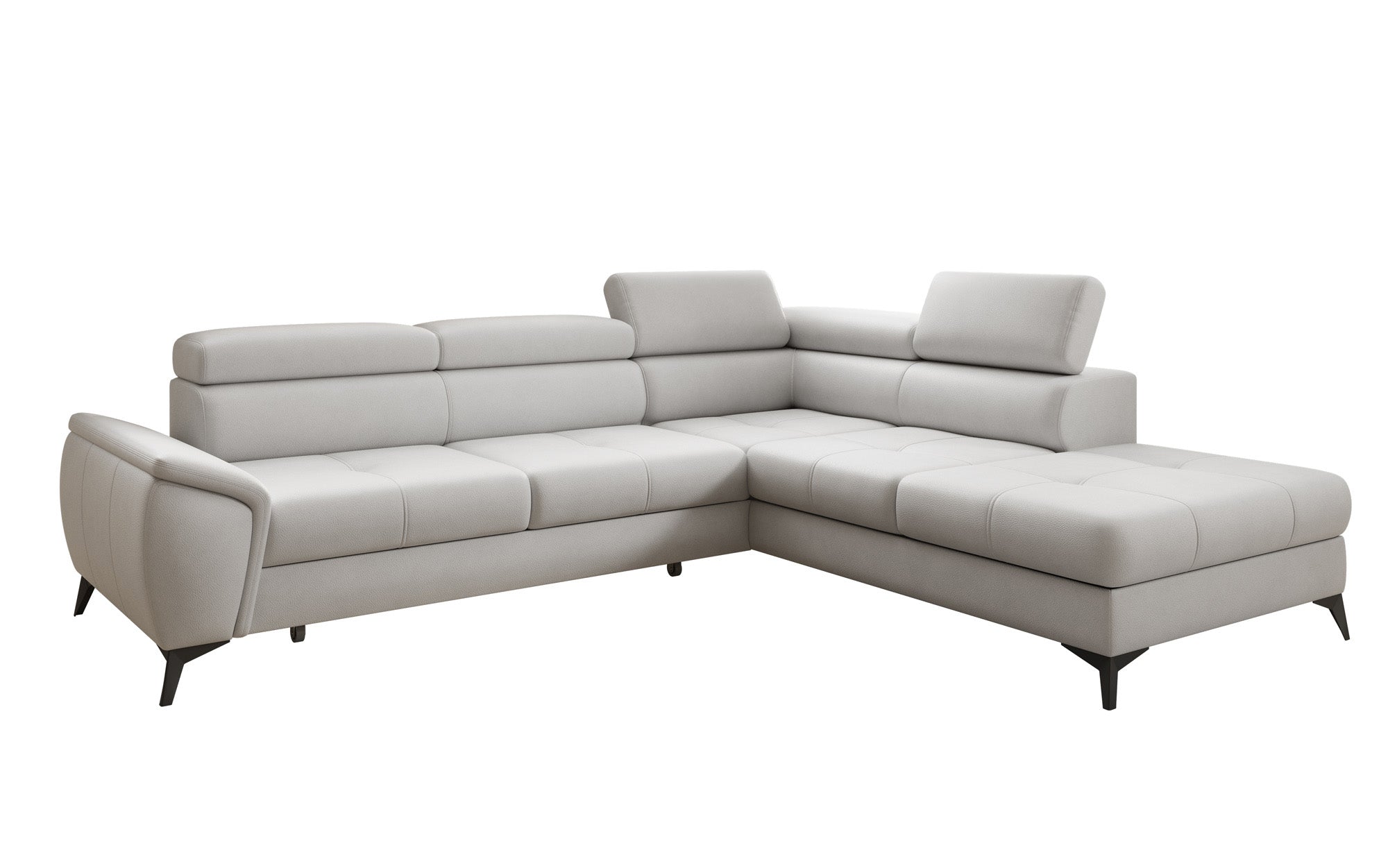 Designer L Sofa Aveline with Sleeping Function and Storage in Genuine Leather