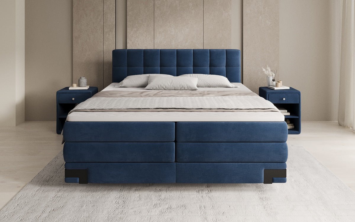 Box spring bed Isabell with storage in velvet