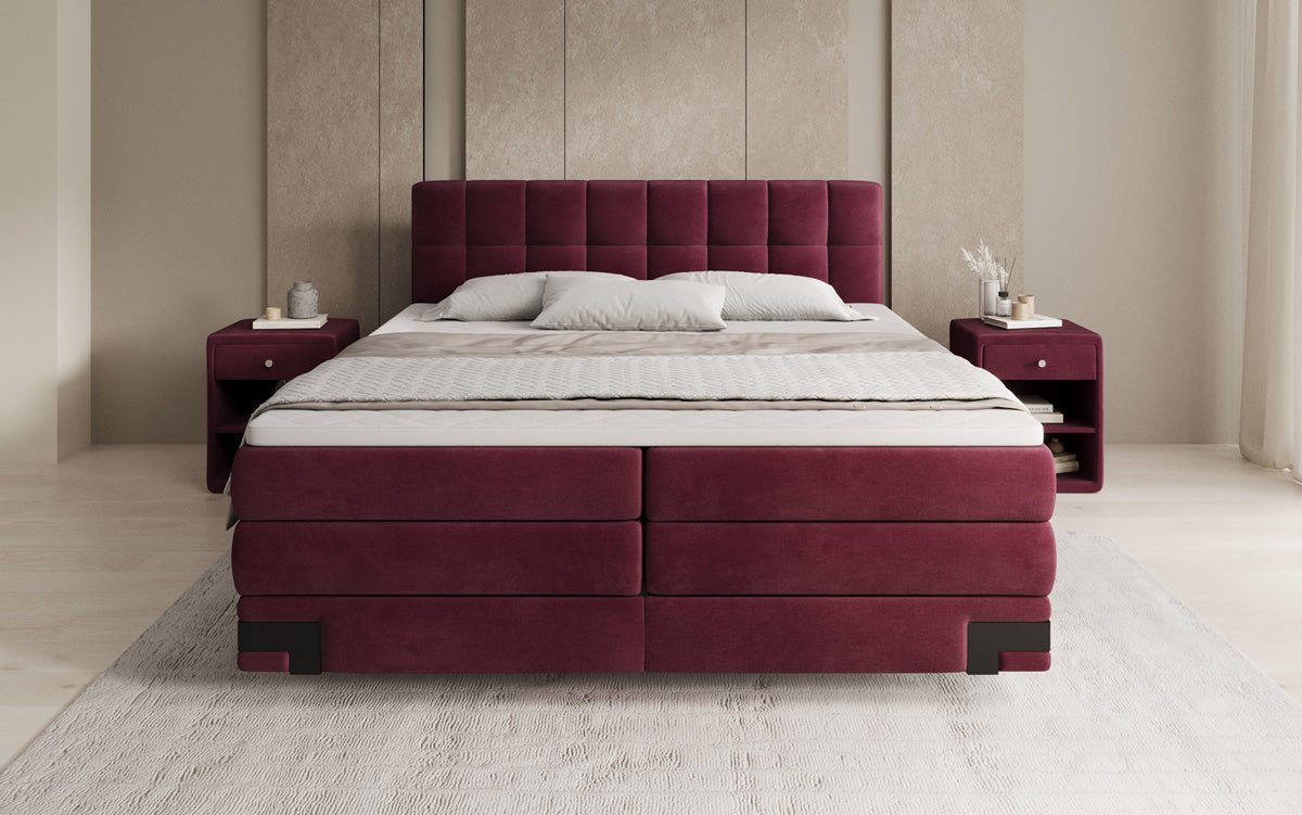 Box spring bed Isabell with storage in velvet