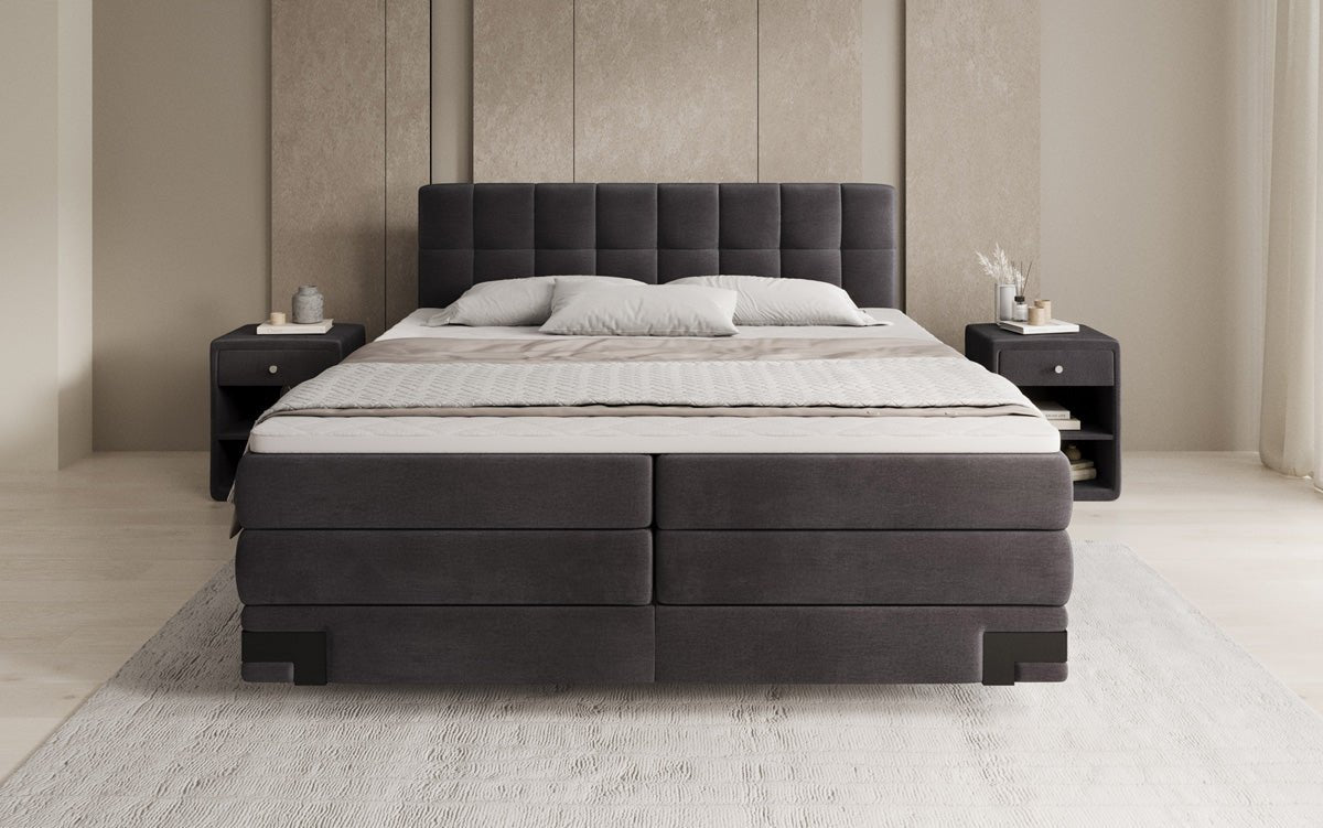 Box spring bed Isabell with storage in velvet