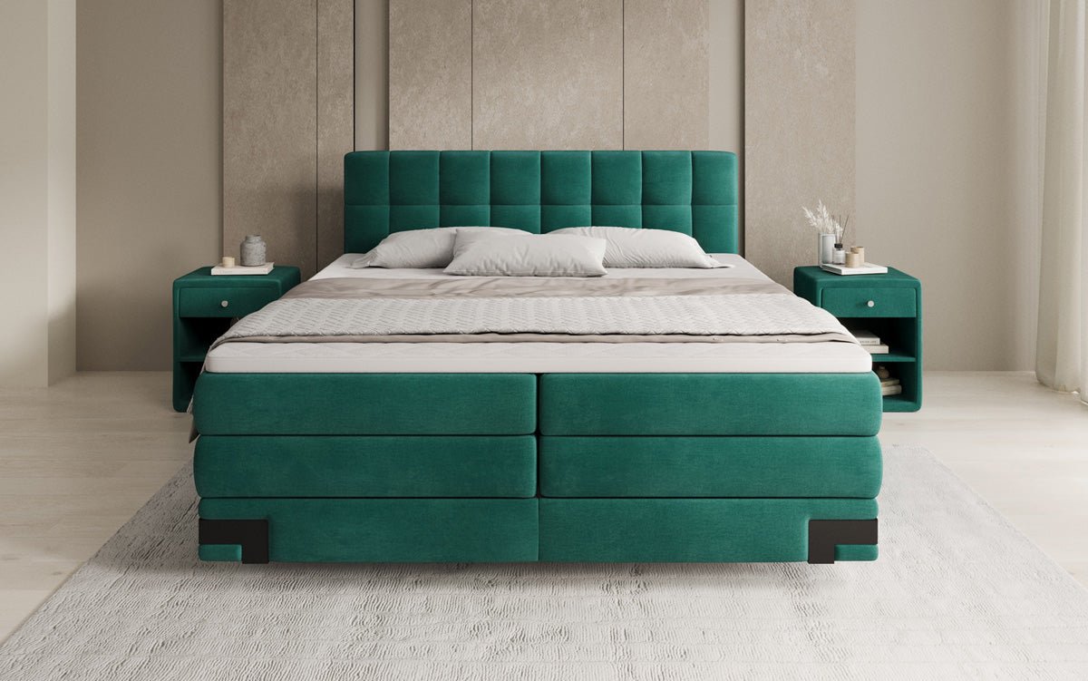 Box spring bed Isabell with storage in velvet