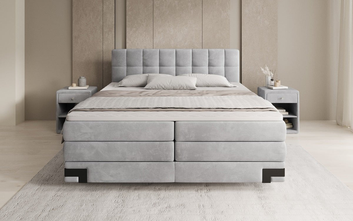 Box spring bed Isabell with storage in velvet