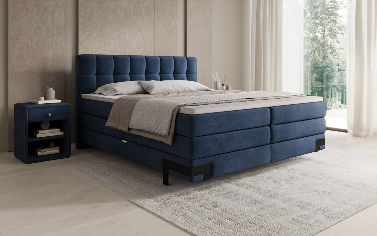 Box spring bed Isabell with storage in velvet