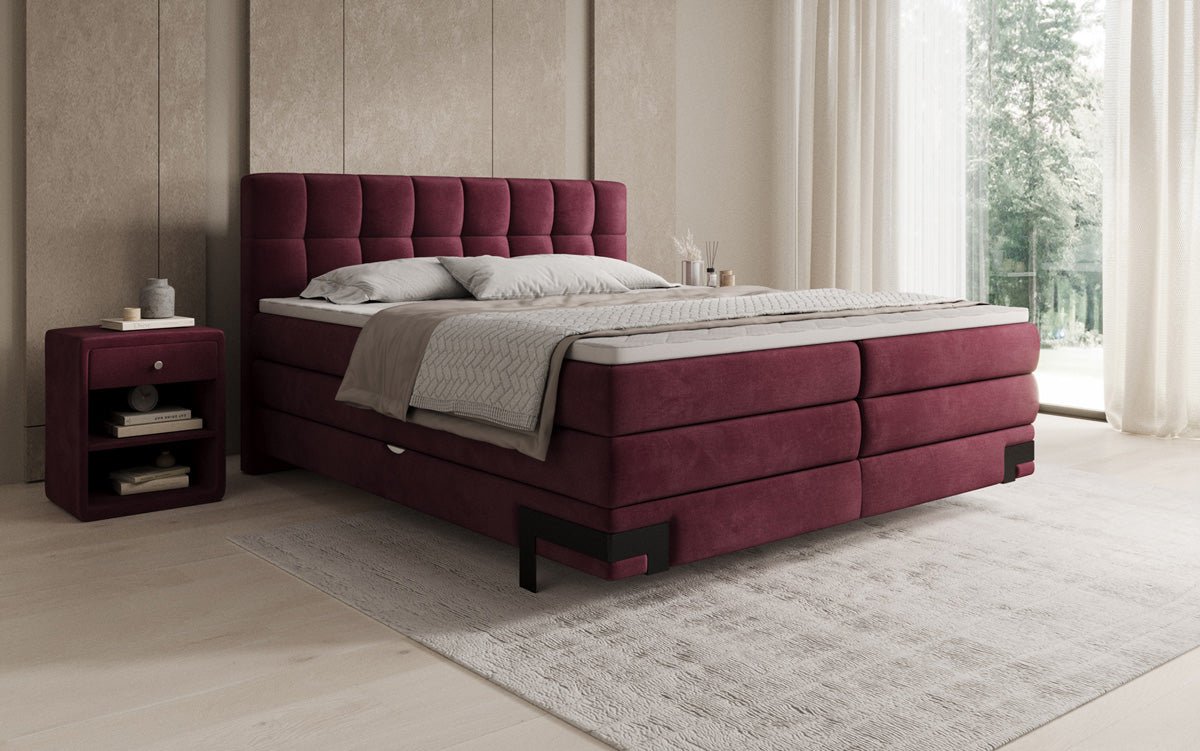 Box spring bed Isabell with storage in velvet