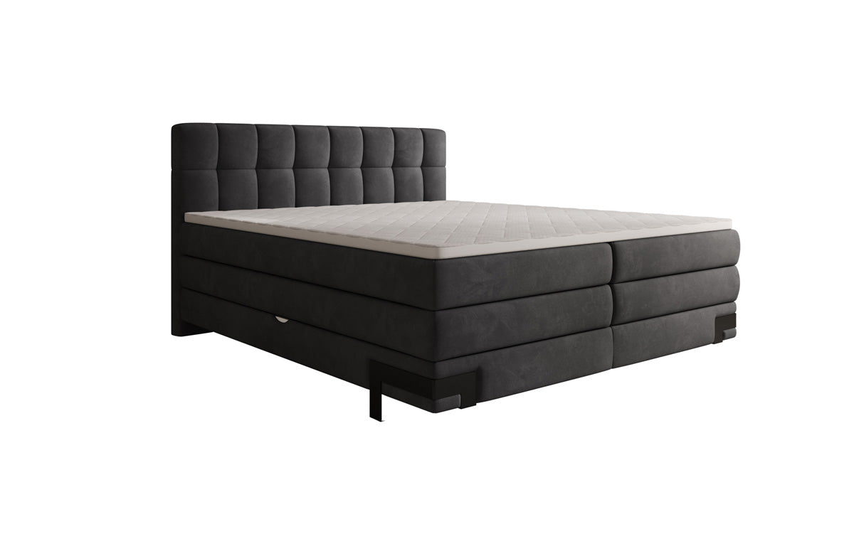 Box spring bed Isabell with storage in velvet