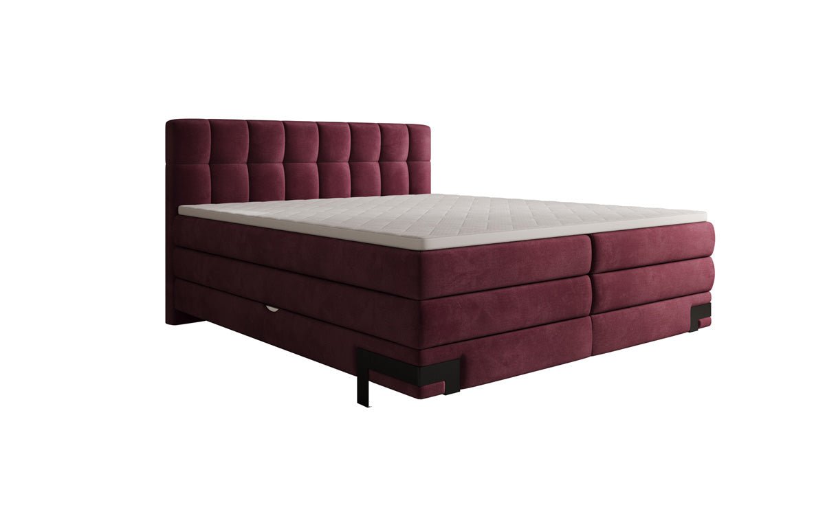 Box spring bed Isabell with storage in velvet