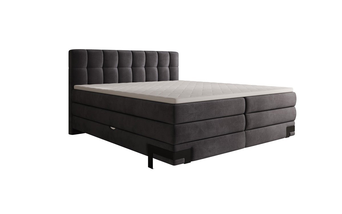 Box spring bed Isabell with storage in velvet