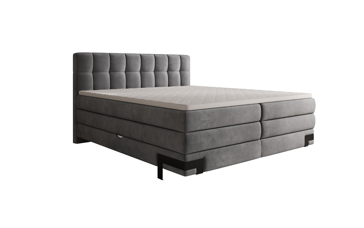 Box spring bed Isabell with storage in velvet