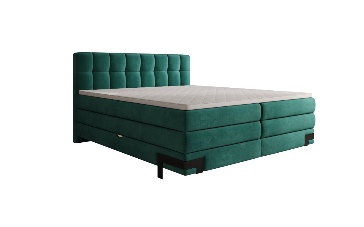 Box spring bed Isabell with storage in velvet