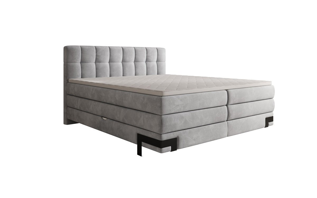 Box spring bed Isabell with storage in velvet